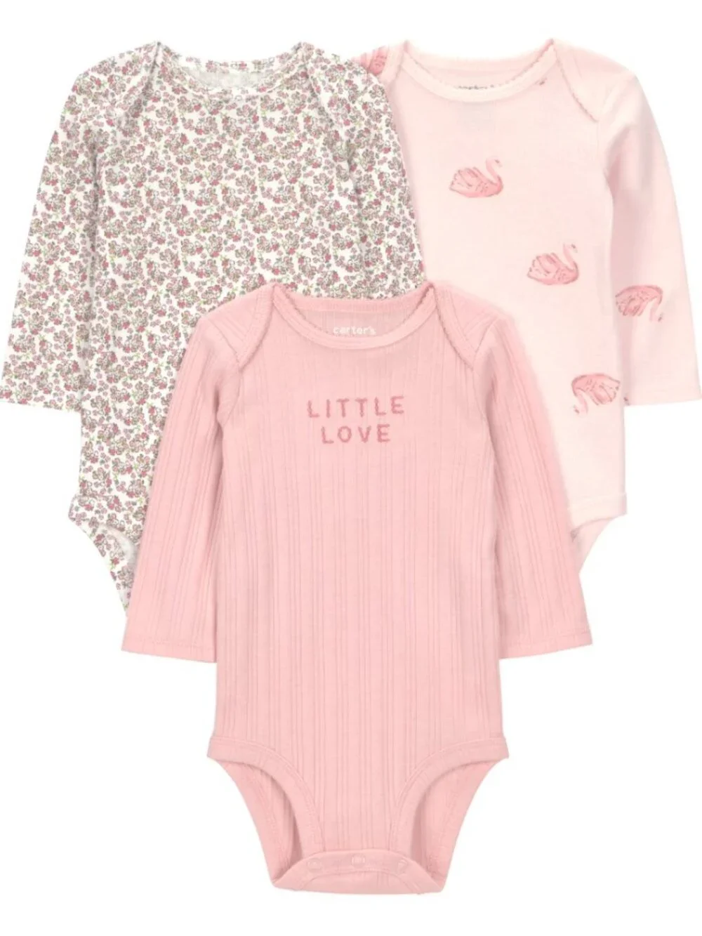 Carter's Child of Mine 3-Pack Cotton Baby Bodysuits, Pink Floral, Preemie NWT